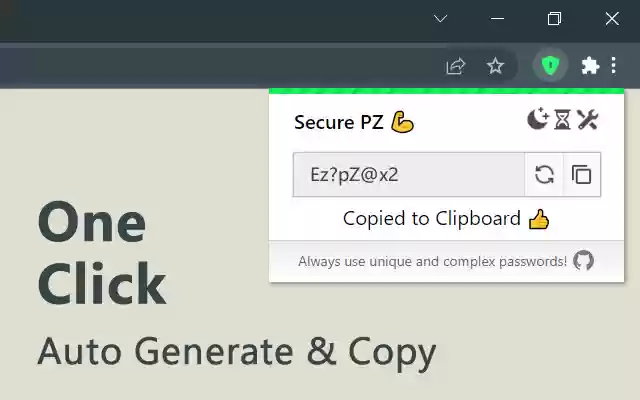 SecurePZ One Click Password Generator from Chrome web store to be run with OffiDocs Chromium online SecurePZ One Click Password Generator from Chrome web store to be run with OffiDocs Chromium online