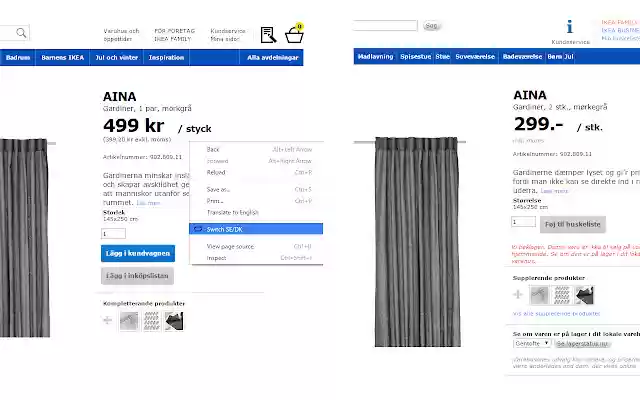SE/DK IKEA Site Switch  from Chrome web store to be run with OffiDocs Chromium online