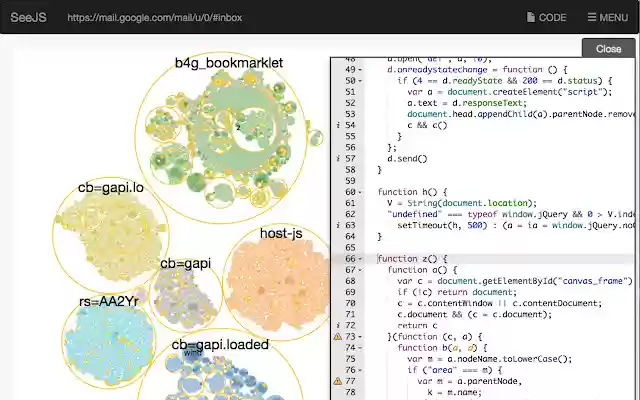 SeeJS  from Chrome web store to be run with OffiDocs Chromium online