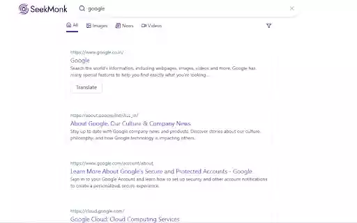 SeekMonk Search Engine  from Chrome web store to be run with OffiDocs Chromium online