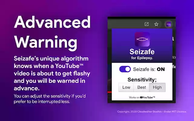 Seizafe Epilepsy Alert for YouTube™  from Chrome web store to be run with OffiDocs Chromium online