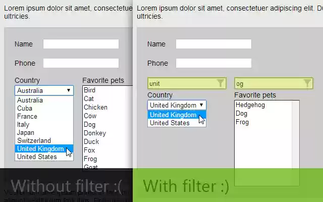 Select filter  from Chrome web store to be run with OffiDocs Chromium online