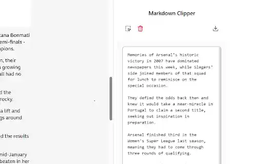 selection to markdown  from Chrome web store to be run with OffiDocs Chromium online