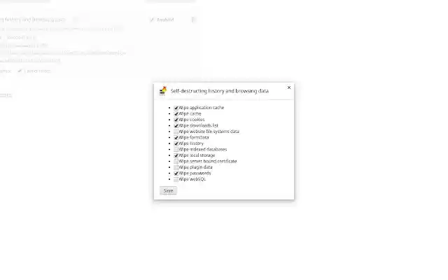 Self destructing history and browsing data  from Chrome web store to be run with OffiDocs Chromium online