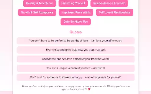 Self Love Quotes  from Chrome web store to be run with OffiDocs Chromium online