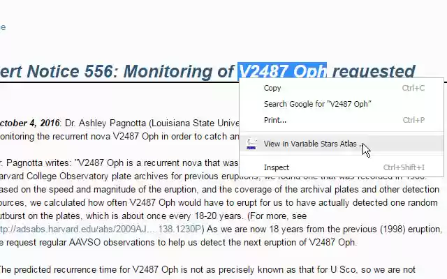 Send2VarStarsAtlas  from Chrome web store to be run with OffiDocs Chromium online