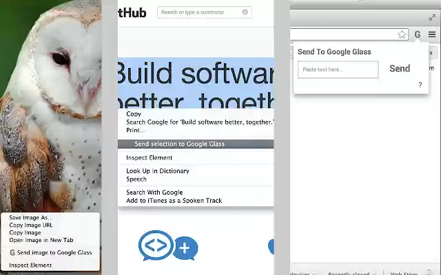 Send to Google Glass™  from Chrome web store to be run with OffiDocs Chromium online