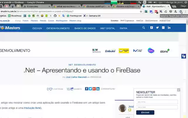 Send to Touch Dev Weekly  from Chrome web store to be run with OffiDocs Chromium online