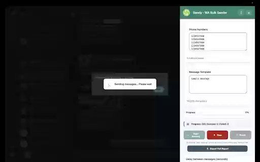 Sendy WA Bulk Sender  from Chrome web store to be run with OffiDocs Chromium online
