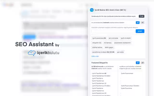 SEO Assistant by İçerik Bulutu  from Chrome web store to be run with OffiDocs Chromium online