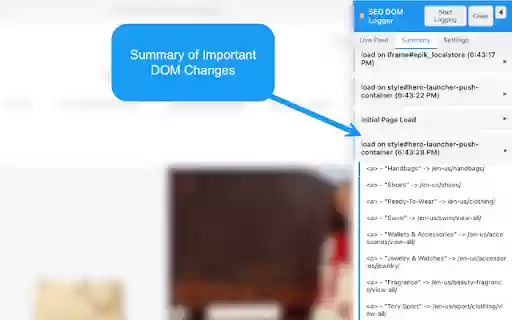 SEO DOM Logger  from Chrome web store to be run with OffiDocs Chromium online