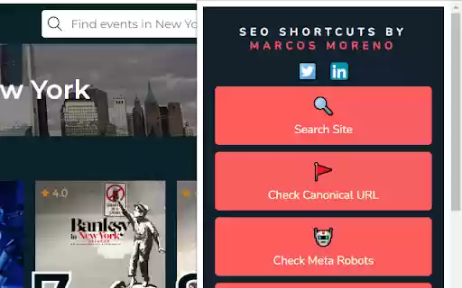 SEO shortcuts by Marcos Moreno  from Chrome web store to be run with OffiDocs Chromium online