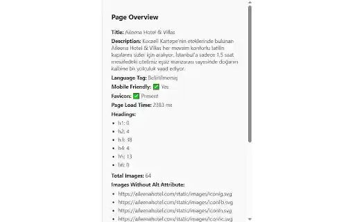 SEO Snapshot  from Chrome web store to be run with OffiDocs Chromium online