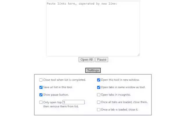 Sequential Mass URL Opener  from Chrome web store to be run with OffiDocs Chromium online