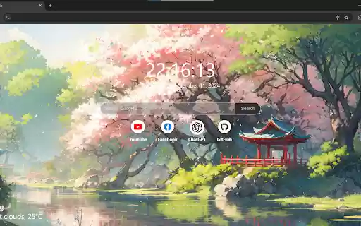 Serene Sakura New Tab  from Chrome web store to be run with OffiDocs Chromium online