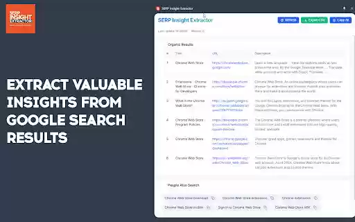 SERP Insight Extractor  from Chrome web store to be run with OffiDocs Chromium online