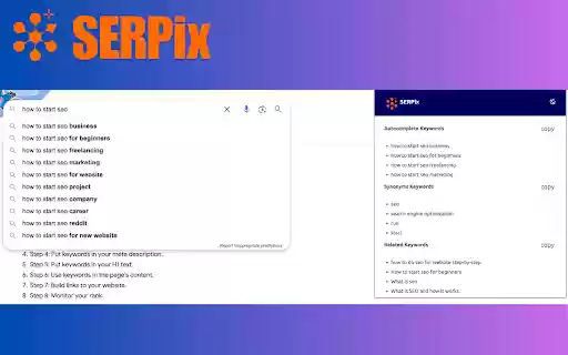 SERPix  from Chrome web store to be run with OffiDocs Chromium online