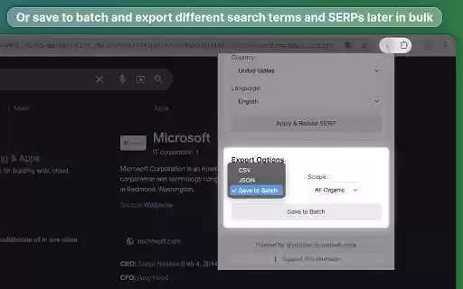 SERP Tracker  Export Pro  from Chrome web store to be run with OffiDocs Chromium online