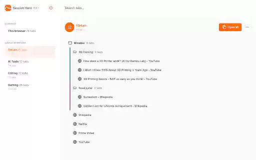 Session Hero  from Chrome web store to be run with OffiDocs Chromium online