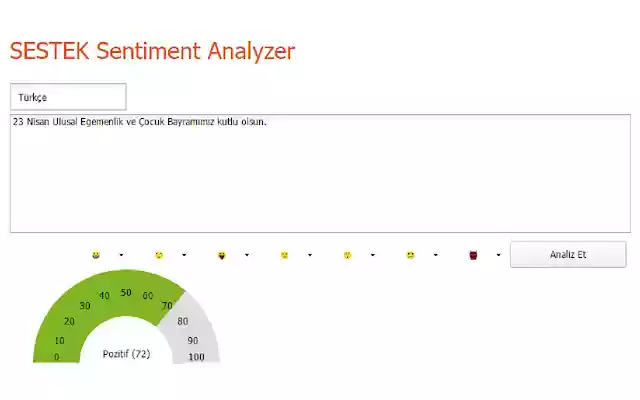 SESTEK Sentiment Analyzer  from Chrome web store to be run with OffiDocs Chromium online