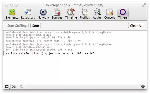setInterval sniffer  from Chrome web store to be run with OffiDocs Chromium online