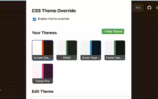 Shadcn/UI Theme Override from Chrome web store to be run with OffiDocs Chromium online Shadcn/UI Theme Override from Chrome web store to be run with OffiDocs Chromium online