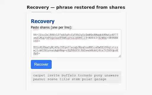 Shamir Backup  from Chrome web store to be run with OffiDocs Chromium online