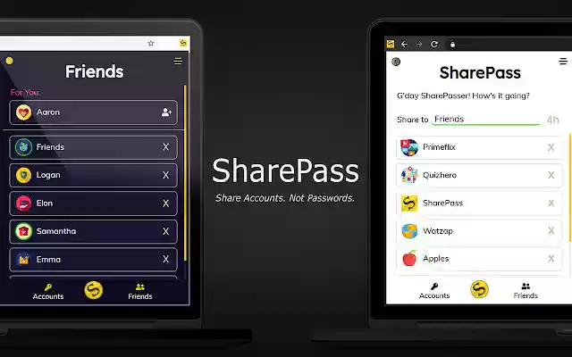SharePass Share Accounts. Not Passwords.  from Chrome web store to be run with OffiDocs Chromium online