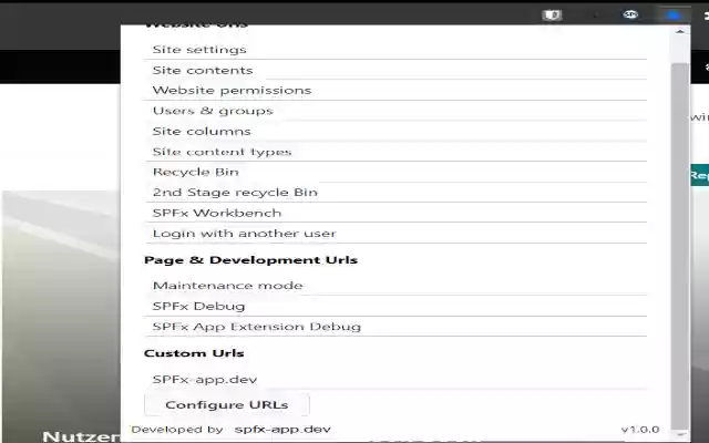 SharePoint Quicklinks  from Chrome web store to be run with OffiDocs Chromium online