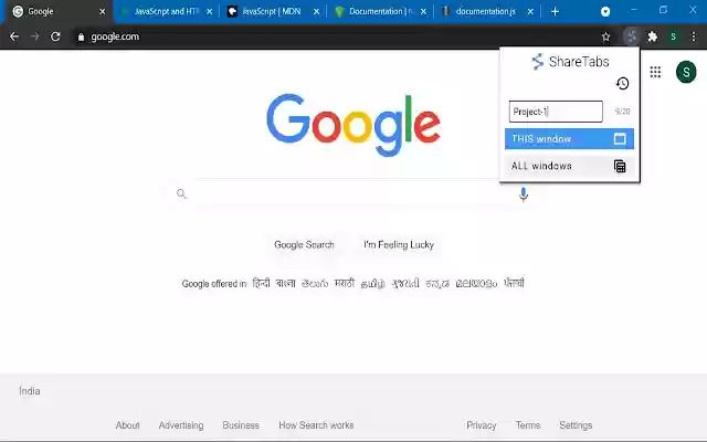 Share Tabs  from Chrome web store to be run with OffiDocs Chromium online