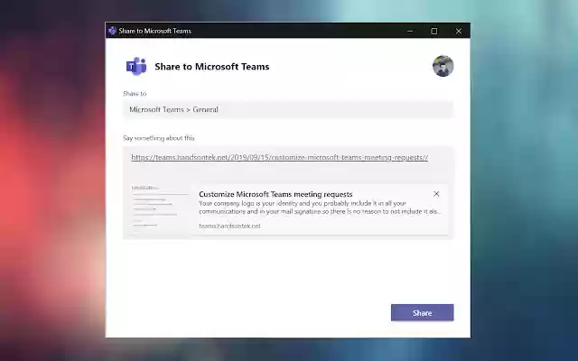 Share to Teams  from Chrome web store to be run with OffiDocs Chromium online