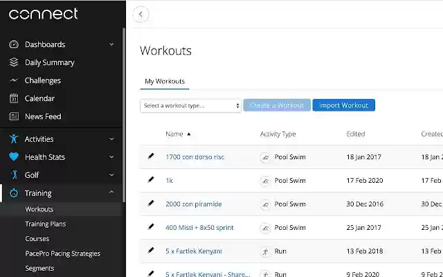 Share your Garmin Connect workout  from Chrome web store to be run with OffiDocs Chromium online