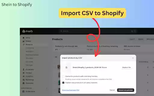 Shein to Shopify  from Chrome web store to be run with OffiDocs Chromium online