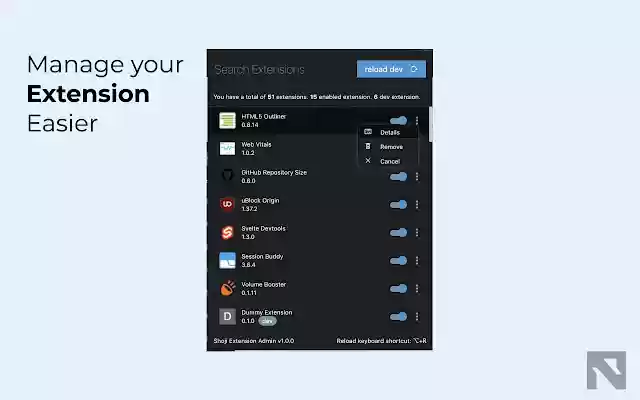 Shoji Extension Admin  from Chrome web store to be run with OffiDocs Chromium online