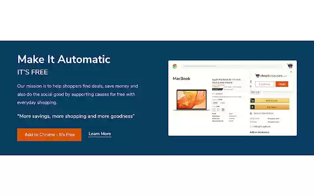 ShopForCauses.com  from Chrome web store to be run with OffiDocs Chromium online