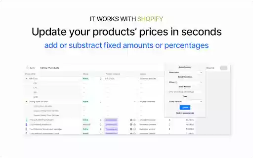 Shopify Massive Editor  from Chrome web store to be run with OffiDocs Chromium online