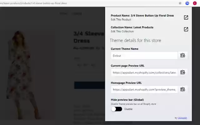 Shopify Theme helper  from Chrome web store to be run with OffiDocs Chromium online
