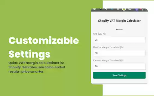 Shopify VAT Margin Calculator  from Chrome web store to be run with OffiDocs Chromium online