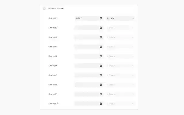 Shortcut disabler  from Chrome web store to be run with OffiDocs Chromium online