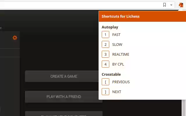 Shortcuts for Lichess  from Chrome web store to be run with OffiDocs Chromium online