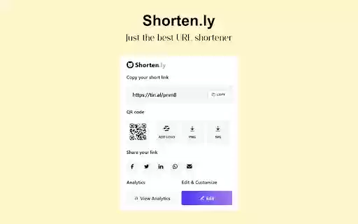 Shorten.ly Free URL shortener  from Chrome web store to be run with OffiDocs Chromium online