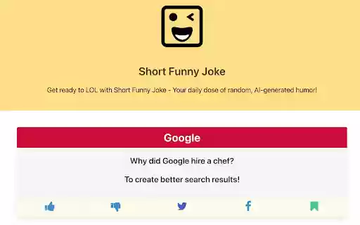 Short Funny Joke from Chrome web store to be run with OffiDocs Chromium online Short Funny Joke from Chrome web store to be run with OffiDocs Chromium online