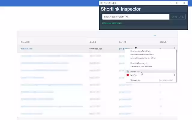 ShortLink Inspector  from Chrome web store to be run with OffiDocs Chromium online