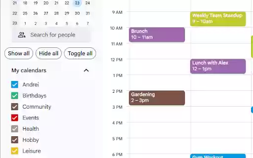 Show and Hide all calendars buttons for Google Calendar™  from Chrome web store to be run with OffiDocs Chromium online