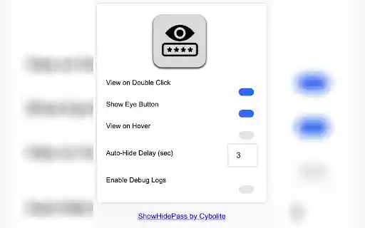 ShowHidePass  from Chrome web store to be run with OffiDocs Chromium online