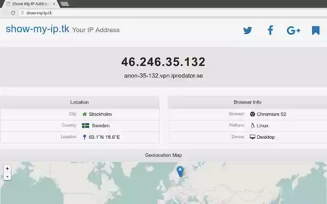showmyip  from Chrome web store to be run with OffiDocs Chromium online