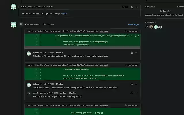 Show resolved Github PR comments  from Chrome web store to be run with OffiDocs Chromium online