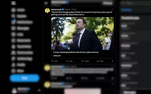 Show Titles In X (formerly Twitter) Links  from Chrome web store to be run with OffiDocs Chromium online