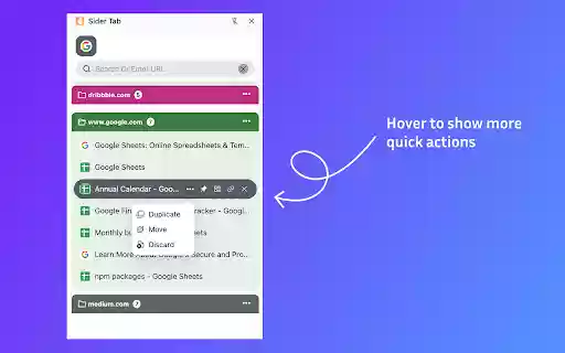 Sider Tab Efficient Sidebar Tab Management Tool  from Chrome web store to be run with OffiDocs Chromium online