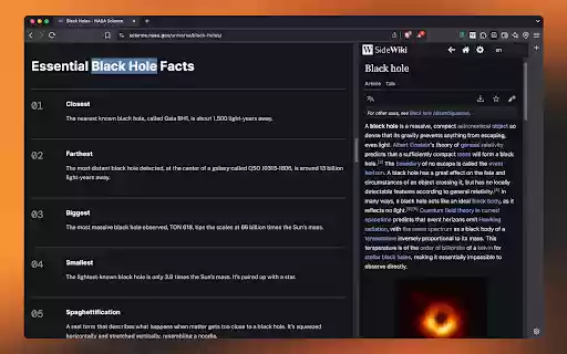 SideWiki – Sidebar for Wikipedia  from Chrome web store to be run with OffiDocs Chromium online